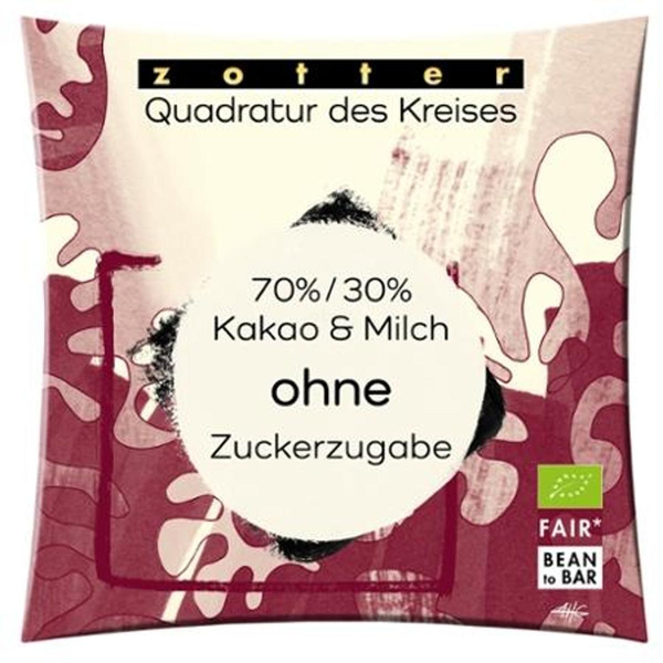 Produktfoto zu Quadratur des Kreises - 70%_30% Milchschoko ohne Zucker