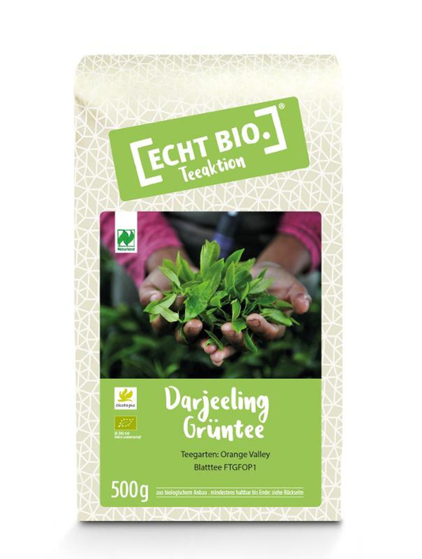 Produktfoto zu ECHT BIO Darjeeling Grüntee, lose 500g