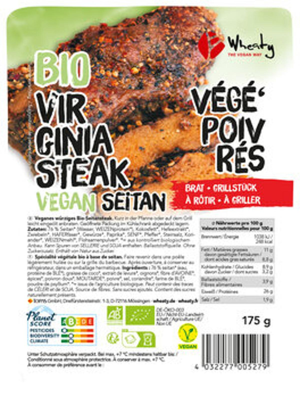 Produktfoto zu Wheaty Veganbratstück Virginia Steak 175g