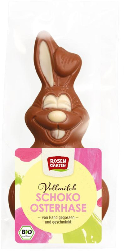 Produktfoto zu Vollmilch-Schoko-Osterhase, mit weisser Schokolade geschminkt