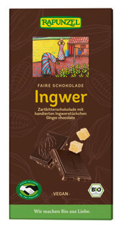 Produktfoto zu Zartbitter Schokolade Ingwer 55% 80g