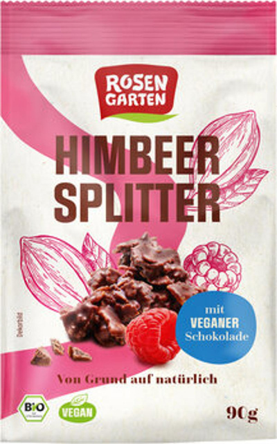 Produktfoto zu Himbeer Splitter, mit veganer Schokolade