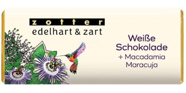Produktfoto zu edelhart & zart Weiße Schokolade + Macadamia _ Maracuja