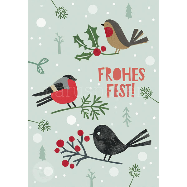 Produktfoto zu Postkarte Frohes Fest - Vögel
