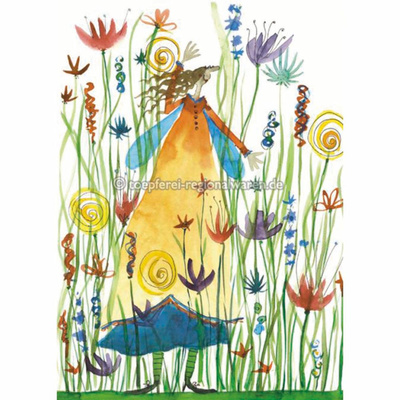 Produktfoto zu Postkarte 19 Frau im Blumengarten