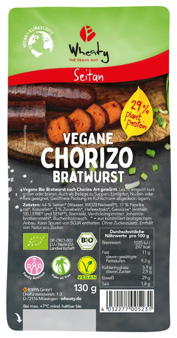 Produktfoto zu Wheaty Vegane Chorizo Bratwurst