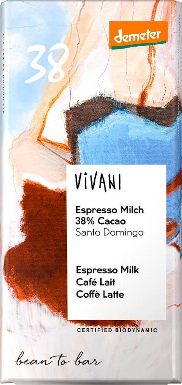Produktfoto zu Schokolade Espresso Milch, 38% Cacao, Demeter