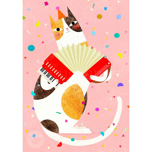 Produktfoto zu Postkarte Katze & Akkordeon